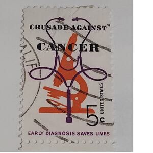 1965 Scott #1256 – 5¢ Crusade Against Cancer / Early Diagnosis – Canceled
